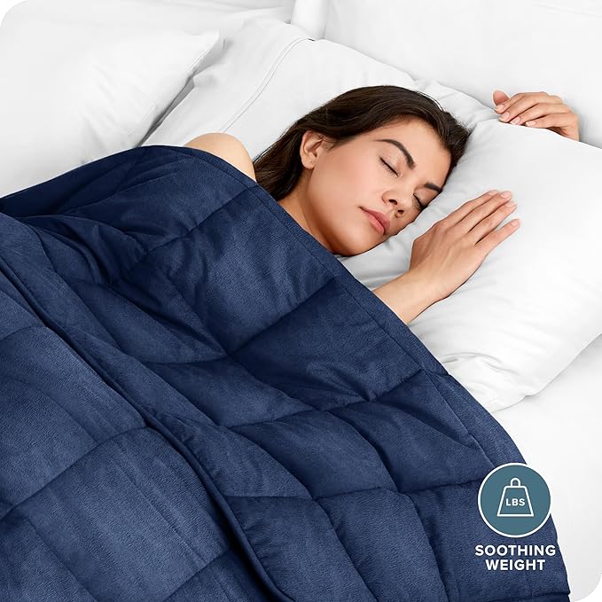 Bare Home Weighted Blanket King Size 25lb (80" x 87") for Adults - Minky Fleece - Premium Heavy Blanket Nontoxic Glass Beads (Dark Blue, 80"x87")