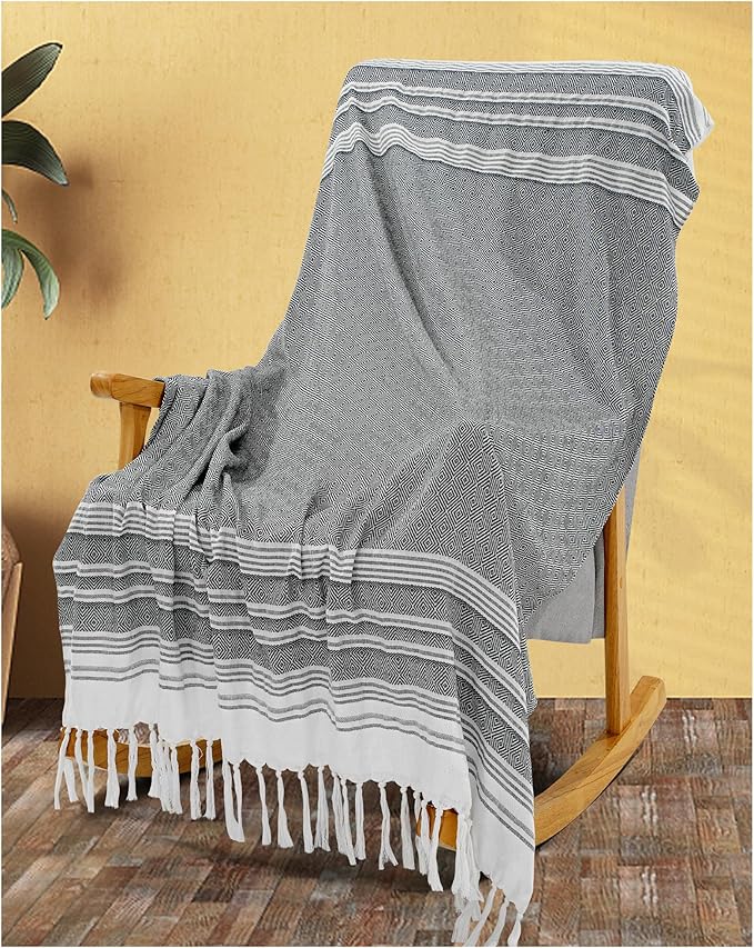 Boho Throw Blanket Soft Cotton Bedroom Decor Aesthetic Bed End Blanket Living Room Accessories Sofa Couch Hammock Chair Patio Outdoor Wester Home Decoration Full Queen King Size Apartment Essential