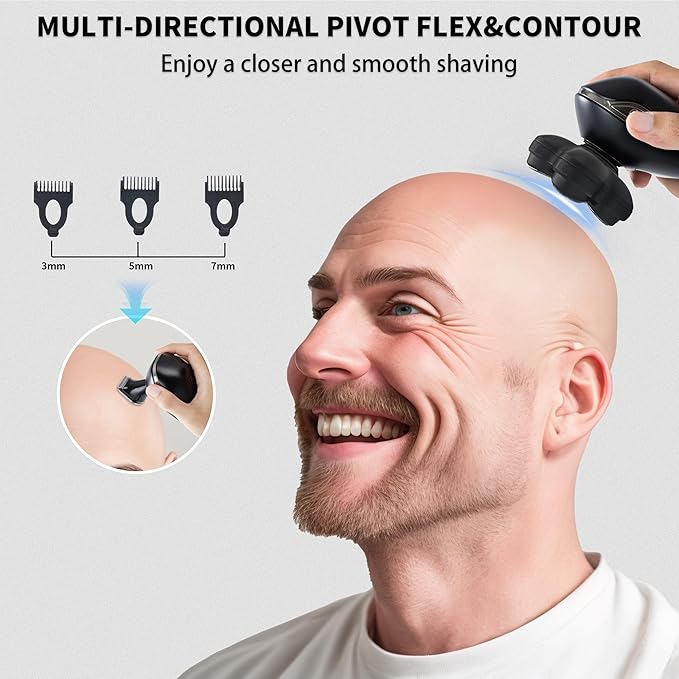 2025 New Upgrade Magnetic Head Shavers for Bald Men, Electric Razor for Men, Mens Shaving with Nose Hair Sideburns Trimmer, LED,Travle Lock