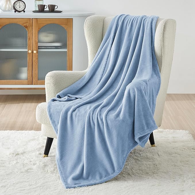 Bedsure GentleSoft Fleece Throw Blanket for Couch Light Blue - Lightweight Plush Fuzzy Cozy Soft Blankets and Throws for Sofa, 50x60 inches