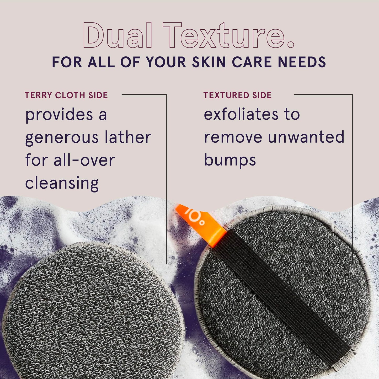 Cleanlogic Detoxify Purifying Charcoal Infused Exfoliating Body Scrubber, Dual-Texture Round Exfoliator Tool for Smooth, Clean Skin, Daily Skincare Routine, 3 Count Value Pack