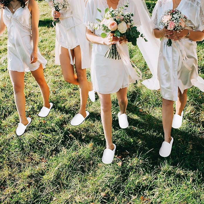 JaGely 120 Pairs Bulk Disposable Slippers Non Slip Hotel Spa Slippers Fluffy Closed Toe for Home Indoor Wedding Travel Party Guests Men Women