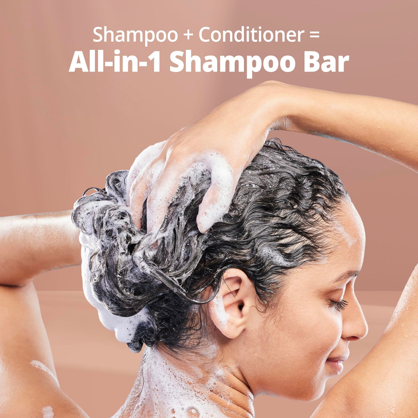 Opuluxe 2-in-1 Shampoo and Conditioner Bar – All Hair Types - Strengthening & Moisturizing with Rice Protein, Argan Oil, Shea Butter – Fresh Floral Musk – 80+ Washes – Made in Korea