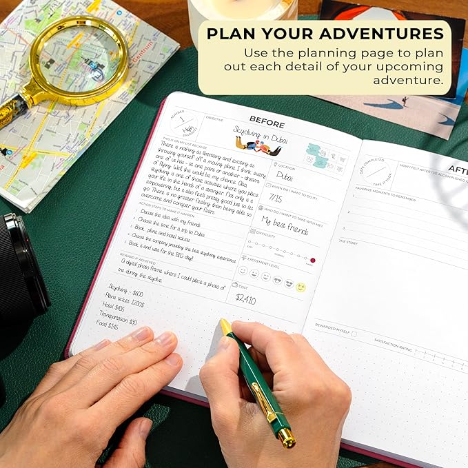 Clever Fox Bucket List Journal – Inspirational Book for Memories & Adventures – Motivational Bucket List Notebook for Couples, A5 (Dark Pink)