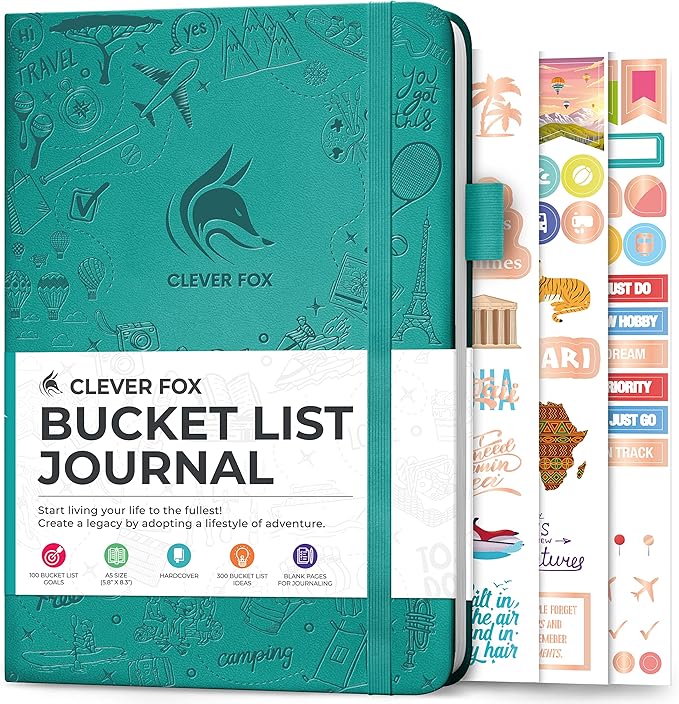 Clever Fox Bucket List Journal – Inspirational Book for Memories & Adventures – Motivational Bucket List Notebook for Couples, A5 (Turquoise)