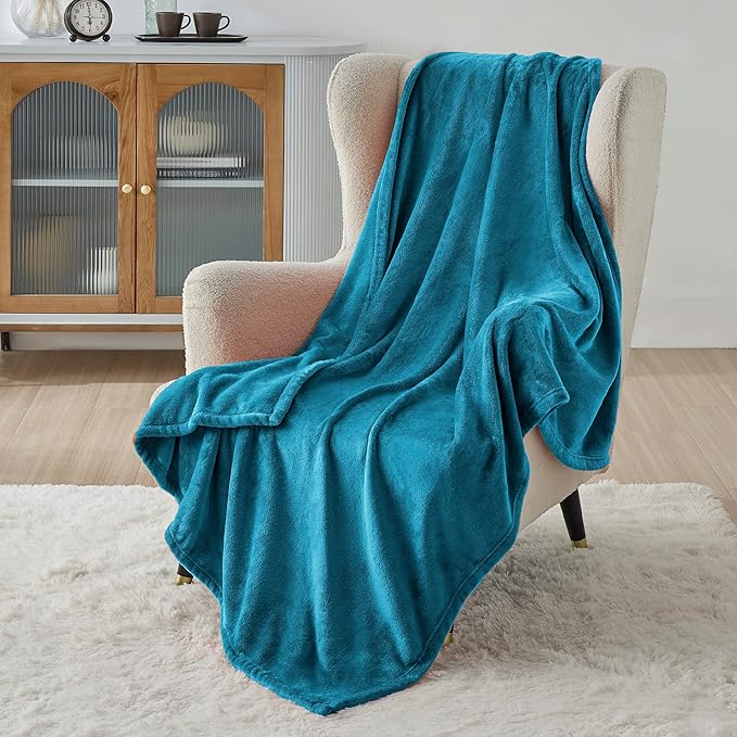 Bedsure GentleSoft Twin XL Fleece Blanket Dorm Bedding - Lightweight Soft Cozy Blankets for Bed, Sofa, Couch, Travel, Camping, Teal Blue, 66"x90"