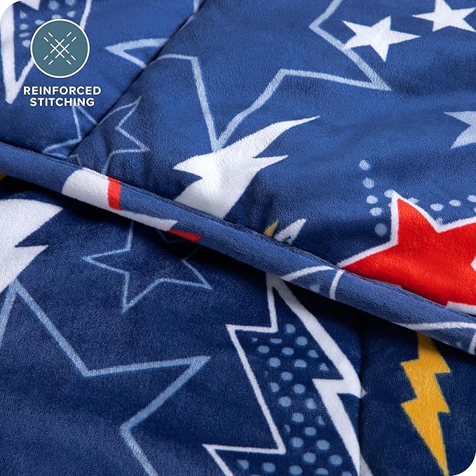 Bare Home Weighted Blanket Twin or Full Size 10lb (40" x 60") - Minky Fleece - Premium Heavy Blanket Nontoxic Glass Beads (Superhero, 40"x60")