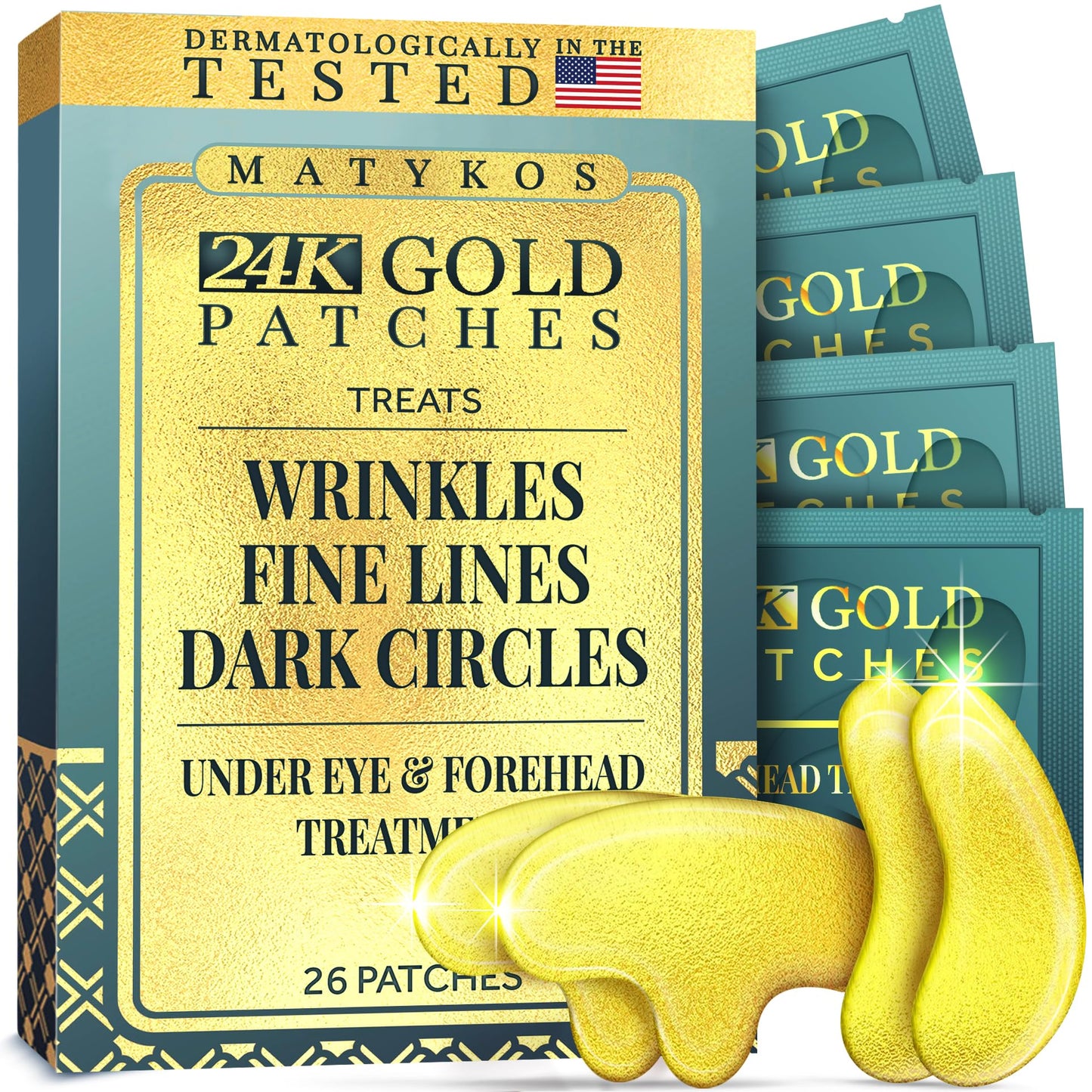 Forehead Wrinkle Patches for Face - Collagen, Hyaluronic Acid and Vitamin A Skin Pads - Forehead Line Remover Wrinkle Eye Patch Set - 20 Golden Sachets