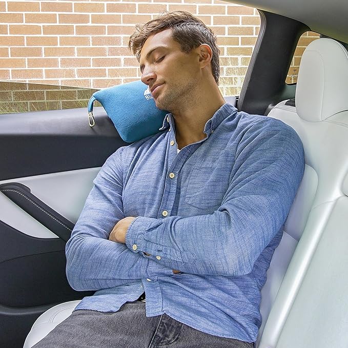 BlueHills Travel Blanket Pillow Compact Lightweight Pocket Size Airplane Traveling Essential Flight Trip Throw in Bag Portable Case Plane Accessory Teal Blue L03