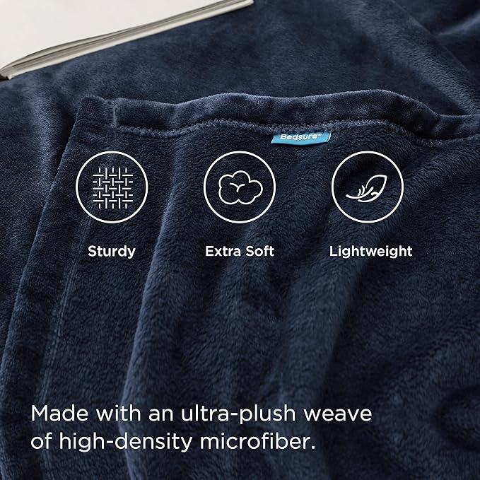 Bedsure GentleSoft Fleece Blanket California King Navy Blue - Lightweight Plush Fuzzy Cozy Soft Bed Blankets, 102x96 inches