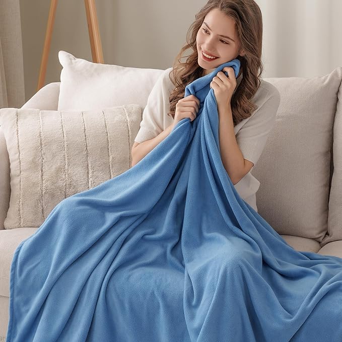 Berkshire Blanket Microfleece Throw Size Bed Throw Blanket Royal Blue, Lightweight Soft Breathable Plush Micro Fleece Throw Blanket for Travel, Bed and Couch, 50x60 Inches