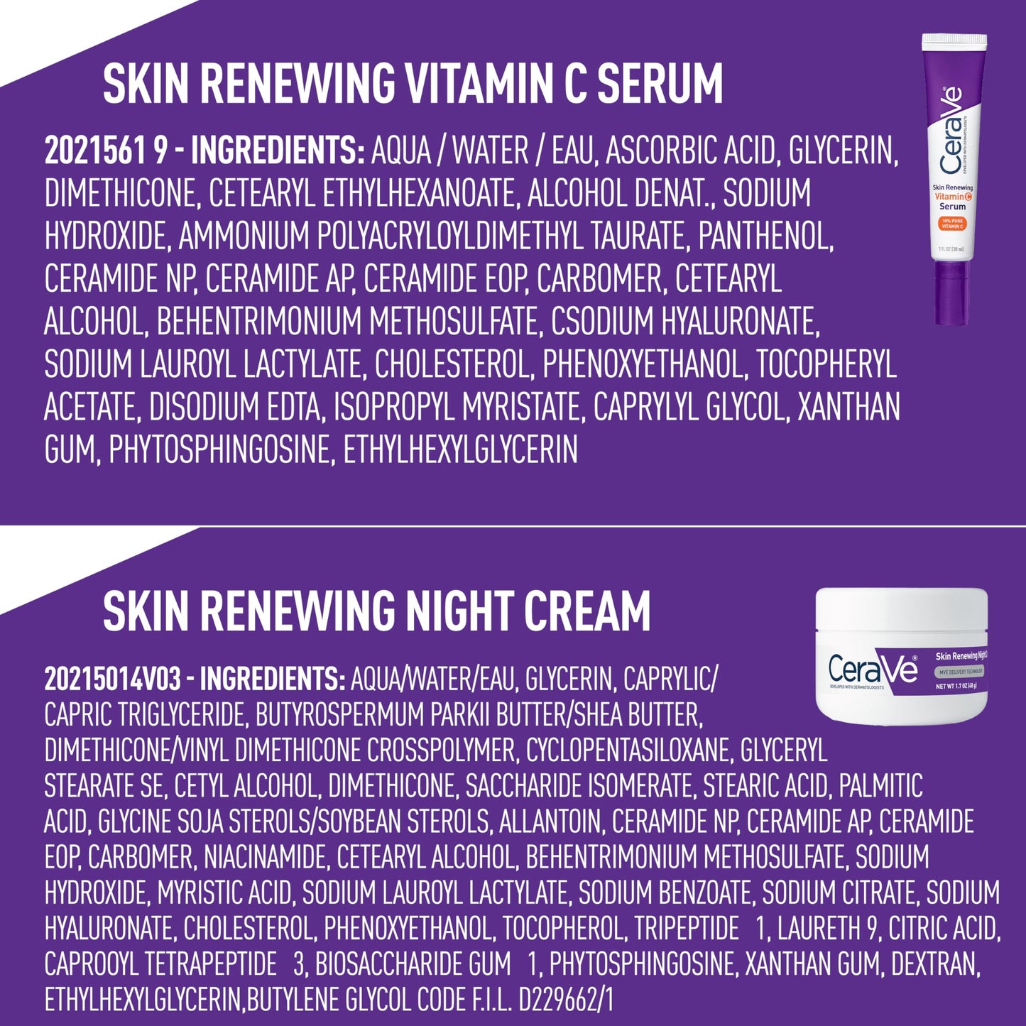 CeraVe Vitamin C Serum and Night Cream Skin Care Set, Brightening Serum with 10% Pure Vitamin C & Night Moisturizer with Peptides + Hyaluronic Acid, Travel Essentials, 1oz Vit C + 1.7oz Moisturizer