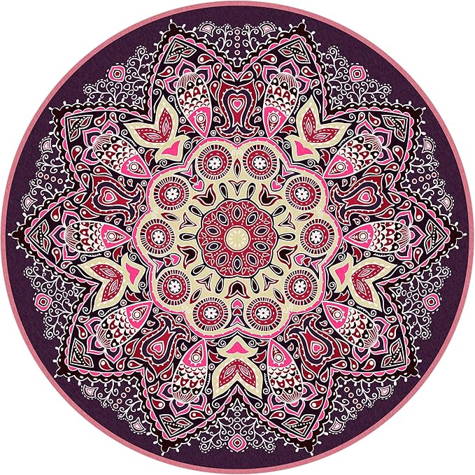 Knsbk Large Round Yoga Mat 4.6'X3.5mm for Exercise Premium Extra Thick, Ultra Comfortable, Non Slip, Meditation Mat