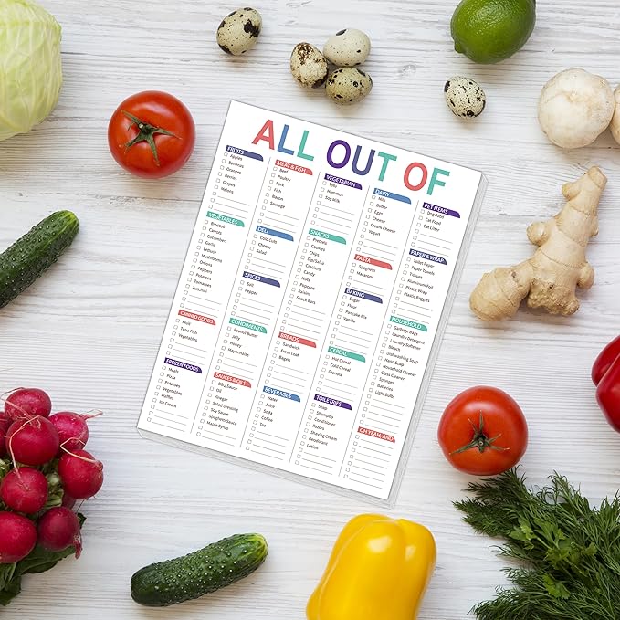 Kamoy All Out Of Grocery List Magnet Pad for Fridge, Shopping List Notepad for Fridge Magnets with Frutis/Vegetables/Canned Goods/Frozen Foods… Grocery List Notepad for Fridge B5(6.5"*8.5")