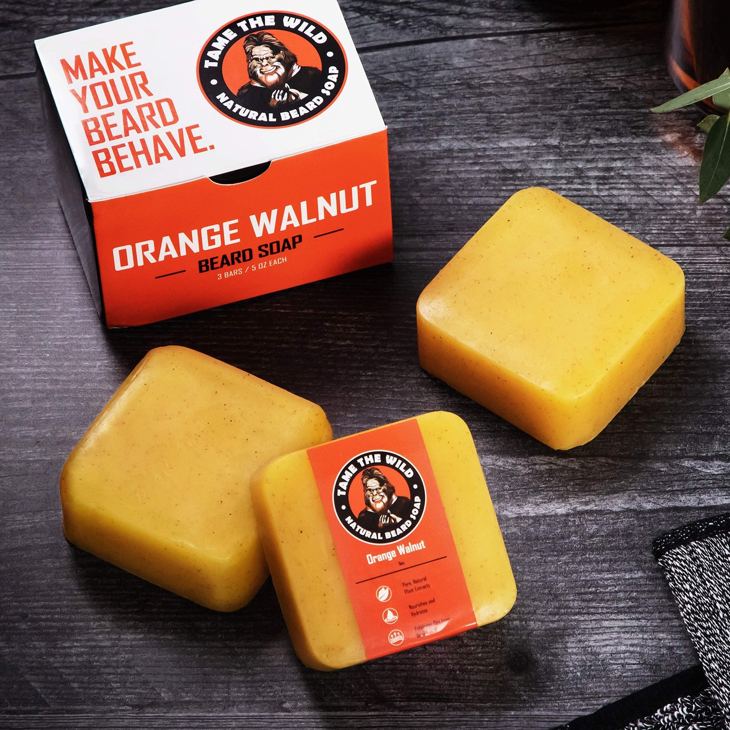 Tame the Wild Premium Beard Wash for Men - Natural Beard Soap & Shampoo Conditioner in 1 - Face & Body Wash & Scrub - Shea Butter & Coconut Oil - 3 Pack of 5oz Bars