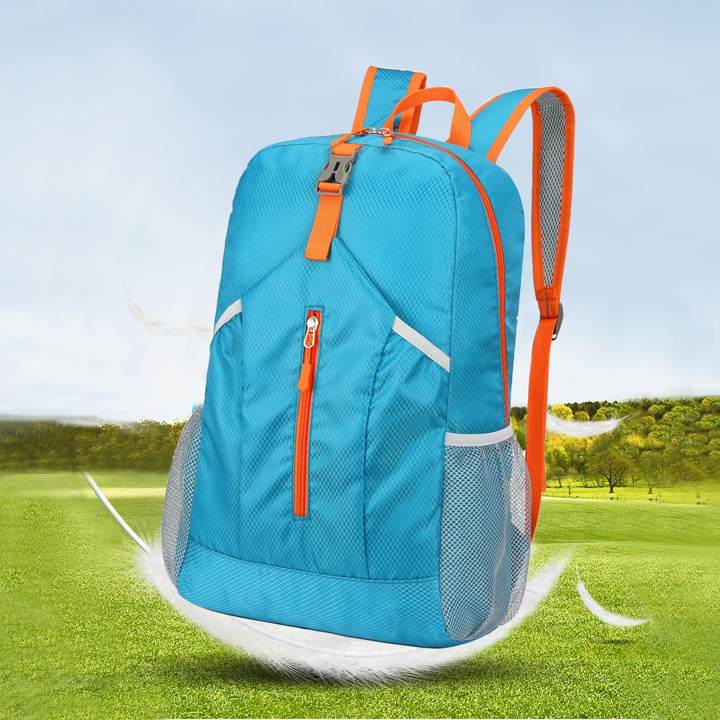 levayhill 25L Foldable Hiking Backpack Lightweight Packable Basic-Daypack Collapsible Bag Water-Resistant Travel Men Women Camping Cycling Outdoor (Blue)