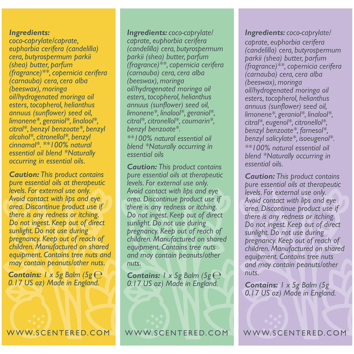 Scentered Aromatherapy Balm Gift Set - Positive & Relaxed - Pack of 3 Balms: Happy, De-Stress, Sleep Well - Lavender, Cedarwood, Rosemary Essential Oil - Mother's Day Gift Ideas