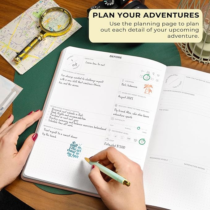 Clever Fox Bucket List Journal Large – Inspirational Book for Memories & Adventures – Motivational Bucket List Notebook for Couples, A4 (Rose Gold)