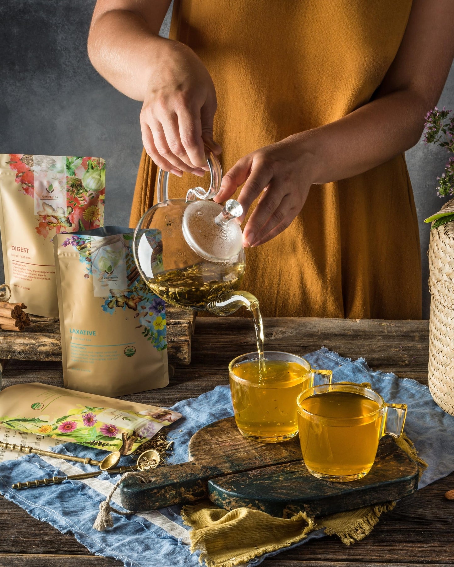 Gardenika Organic Loose Leaf Tea Sampler – 8 Pack, 1 LB – Herbal and Naturally Caffeine-Free Set - Ayurvedic Assortment Blend