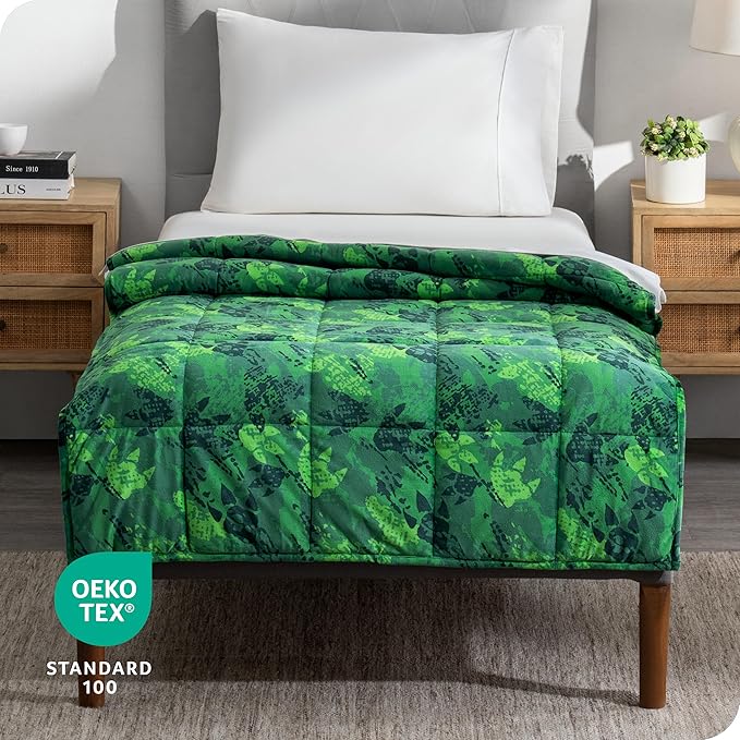 Bare Home Weighted Blanket Twin or Full Size 7lb (40" x 60") - Minky Fleece - Premium Heavy Blanket Nontoxic Glass Beads (Dinosaur, 40"x60")