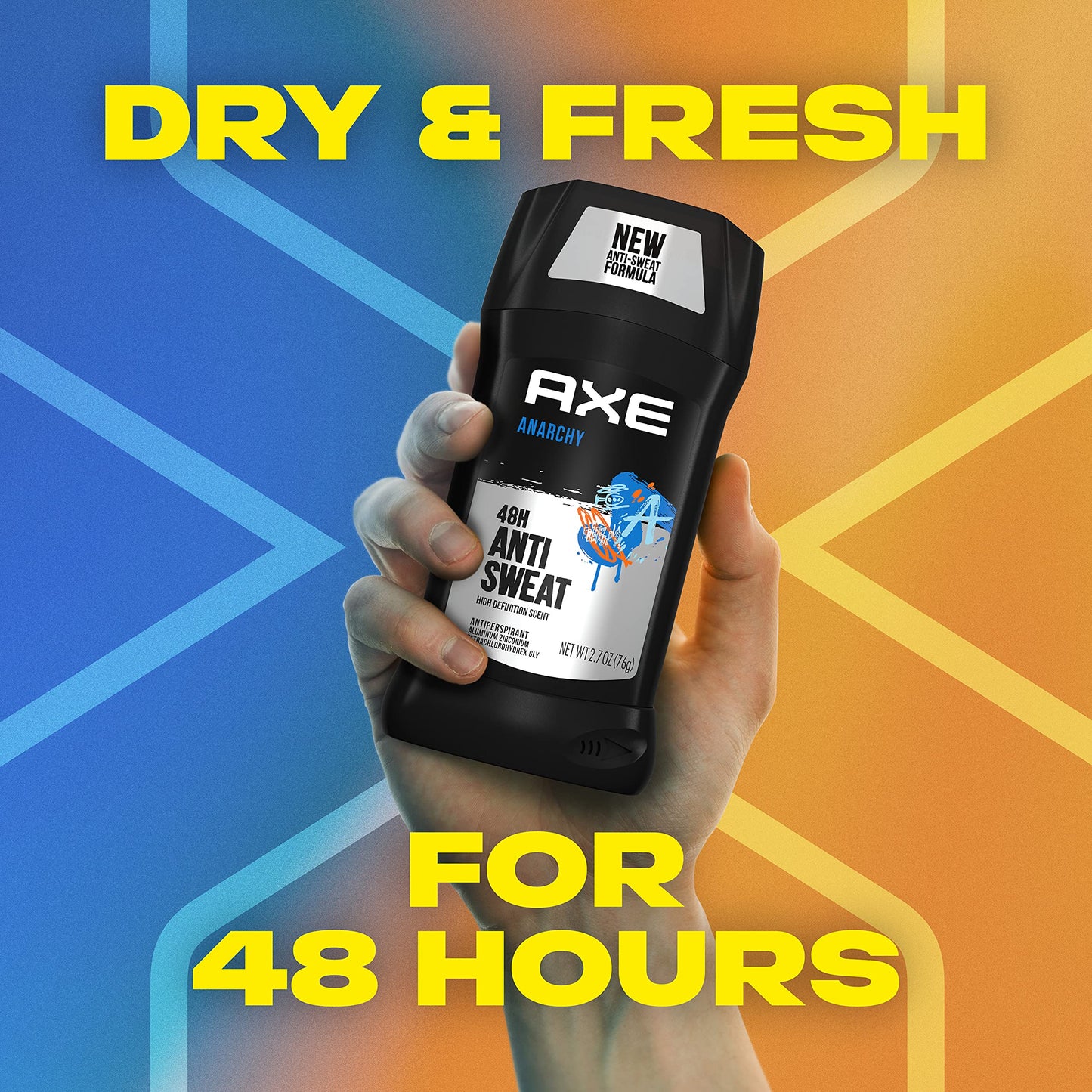 AXE Antiperspirant Stick For Men 48 Hour Sweat and Odor Protection For Long Lasting Freshness, Anarchy Dark Pomegranate And Sandalwood Men's Deodorant 2.7oz 4 Count
