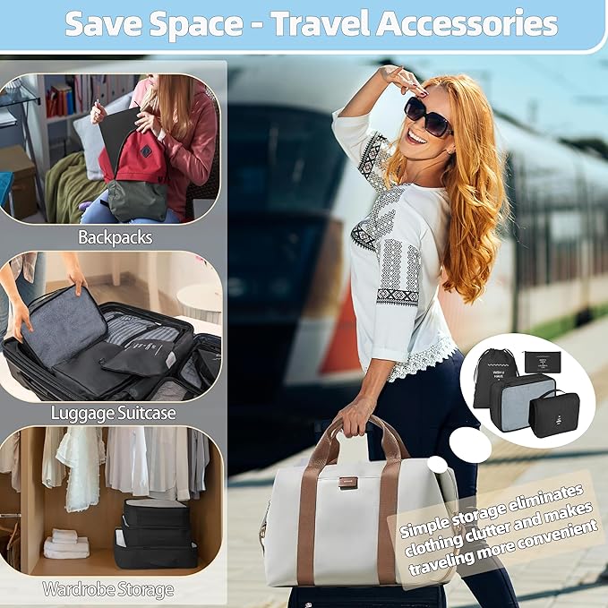 10 Pcs Set Packing Cubes - Travel Packing Organizers, Expandable Suitcase Organizer, Luggage Organizer Bags