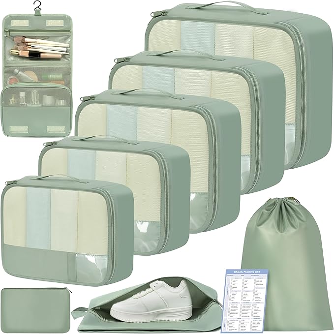 BAGAIL 9 Set Packing Cubes Luggage Packing Organizers for Travel Accessories