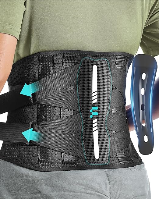 Carbon Fiber Back Brace with Ergonomic Curved Support, Back Brace for Men Lower Back Pain Relief, Back Support Brace for Women for Heavy Lifting, Posture, Sciatica, Herniated Disc