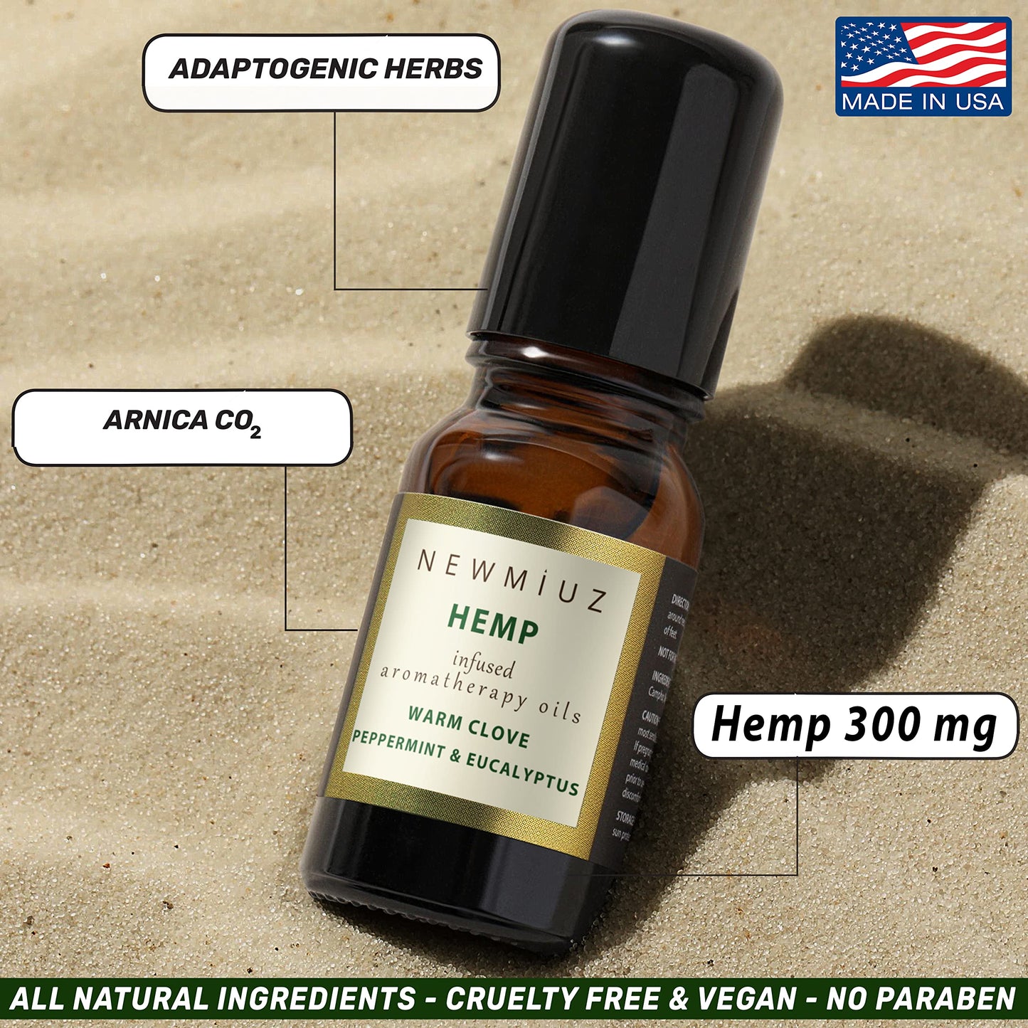 Migraine Headache Roll On Stick 300mg Hemp Peppermint Eucalyptus Clove Arnica Essential Oils Aromatherapy for Eaze Head Destress Gifts for Women Men