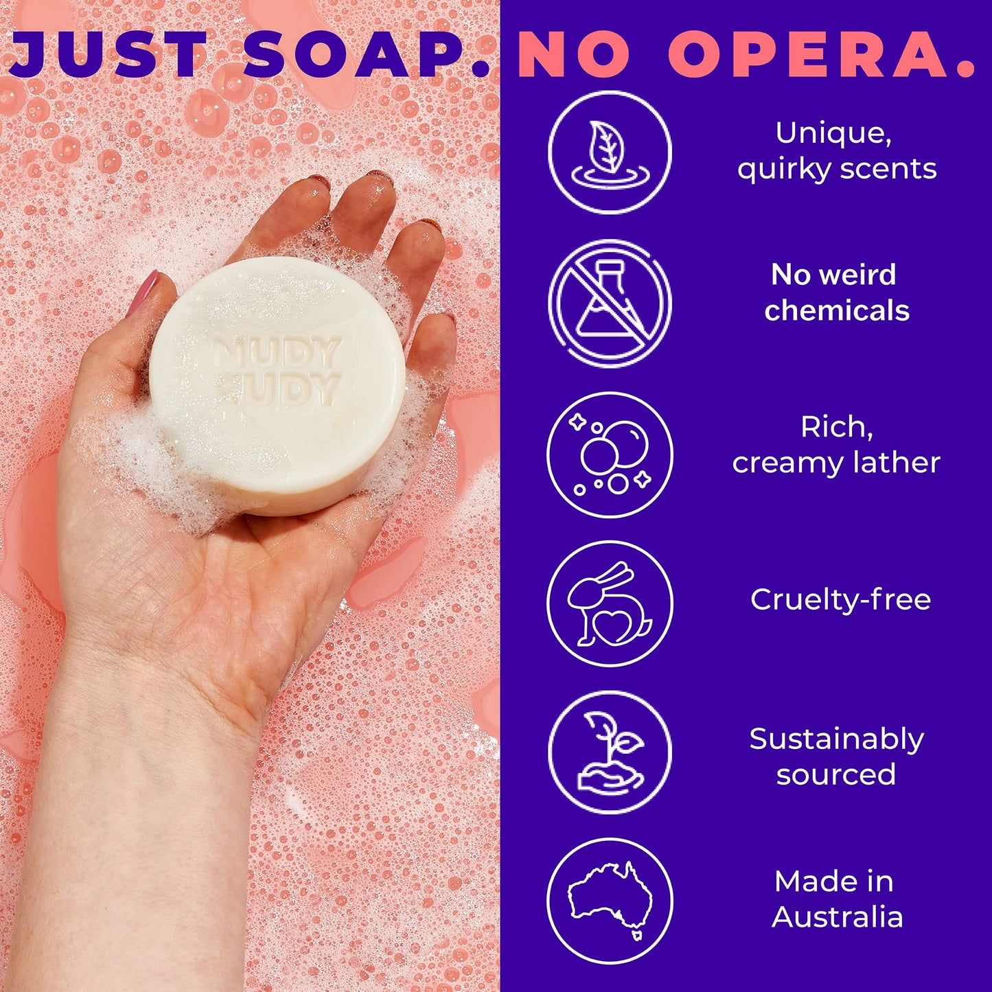 Nudy Rudy FOMO Bundle Bar Soap Pucks, Includes Hunny Bunny, Wasabi Pear, Berrylicious, Made with Organic Shea Butter, Pure Plant Oils, Triple Milled Bars, All Skin Types, 4.2 oz Each - Pack of 3