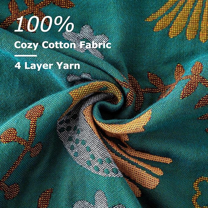 Boho Throw Blanket for Bed 100% Cotton Ultra Soft Rustic Quilt Fall Blanket Bird Floral Printed Farmhouse Decor Large Bed Blankets,60"×80" All Season Rustic Throw for Sofa Couch Chair