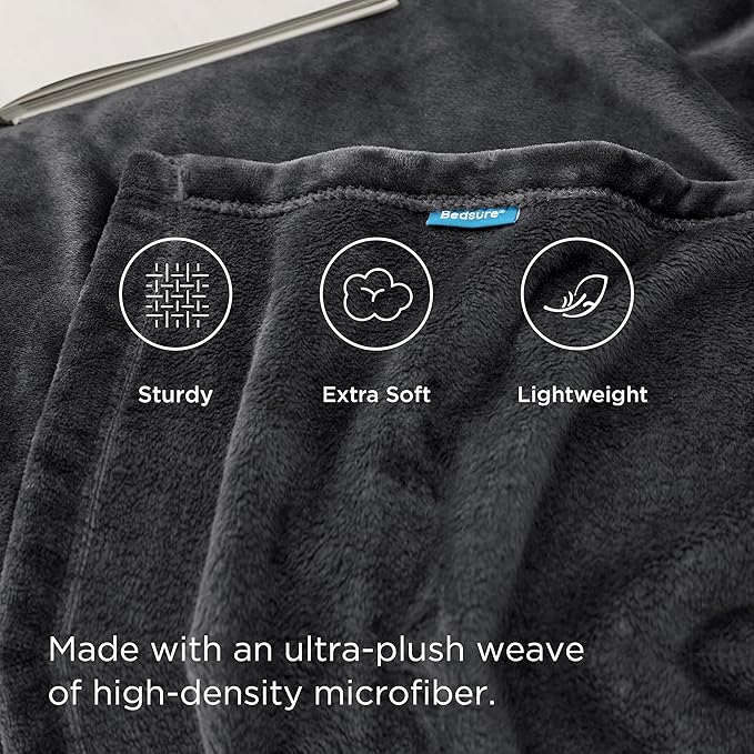 Bedsure GentleSoft Fleece Bed Blankets Full Size Charcoal - Soft Lightweight Plush Fuzzy Cozy Luxury Blanket Microfiber, 84x90 inches