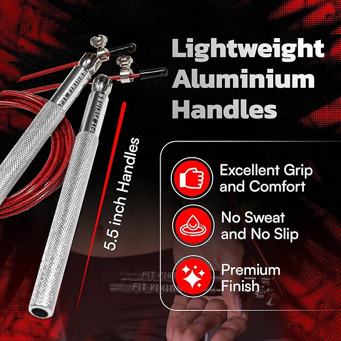 Jump Ropes for Fitness with 2 Jumping Rope Cables - Speed Jump Rope for Men and Women - Adjustable Skipping Rope - Speed Rope for CrossFit, Boxing, Exercise - Indoor and Outdoor Workout Essentials