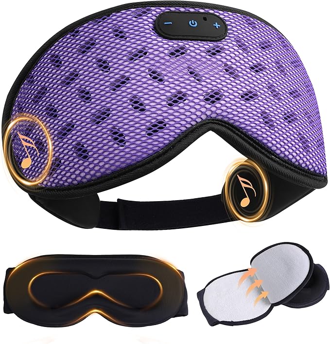 Sleep Mask Headphones with Bluetooth 5.4, LC-dolida Wireless Music Eye Mask for Sleeping Headphones Detachable 3D Eye Cups Cooling Breathable Bluetooth Eye Mask for Side Sleepers