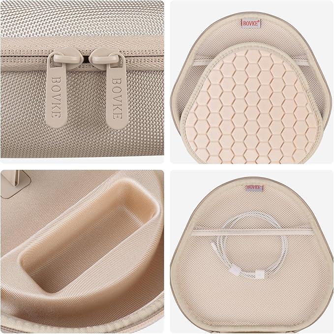 BOVKE Hard Carrying Case with Sleep Mode for Apple AirPods Max Wireless Over-Ear Headphones, AirPods Max Protective Portable Storage Bag with Mesh Pocket for Headphone Accessories, Starlight
