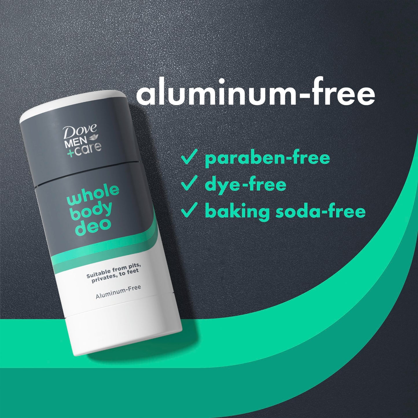 DOVE MEN + CARE Whole Body Deo Aluminum-Free Deodorant Stick Aloe + Bamboo Helps Avoid Chafing Suitable from Pits, Privates, to Feet 2.6 oz