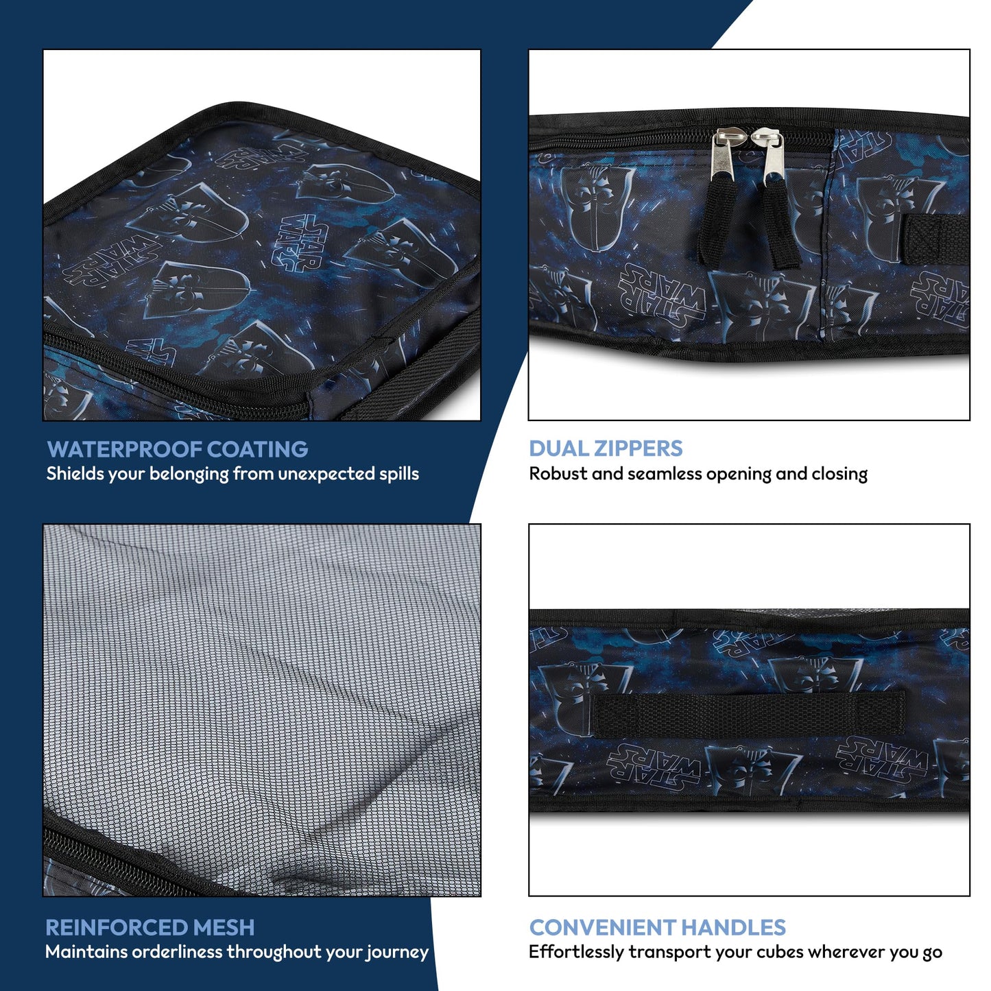 Star Wars Packing Cube Set - Darth Vader, Storm Trooper, Yoda - 5 Piece Packing Cube Travel Essential - Luggage Organizer Set - For Kids,Teens, Adults