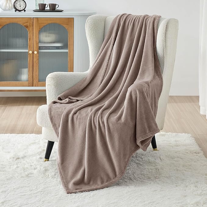 Bedsure GentleSoft Fleece Throw XL Blanket Mocha Brown - 300GSM Soft Lightweight Plush Cozy Blankets for Bed, Sofa, Couch, Travel, Camping, 50x70 inches