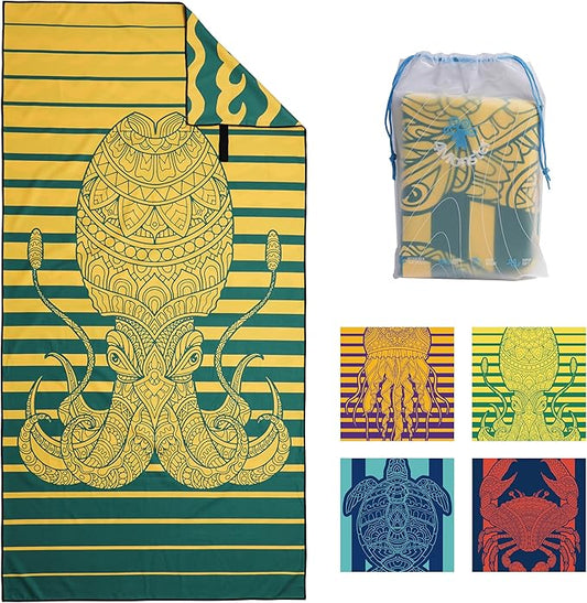 4Monster Microfiber Beach Towel Quick Dry,Super Absorbent Lightweight Travel Towel for Swimmers, Sand Free Camping Towel, Beach Towels for Pool,Swim,Water Sports,Yoga