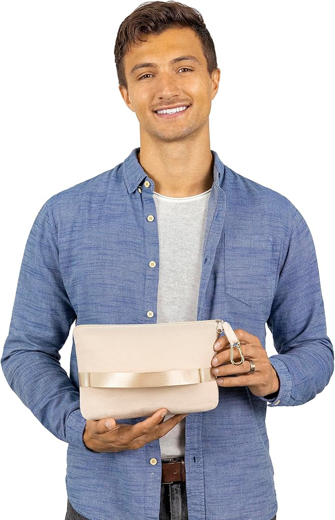 BlueHills Travel Blanket Pillow Compact Lightweight Pocket Size Airplane Traveling Essential Flight Trip Throw in Bag Portable Case Plane Accessory Beige L06