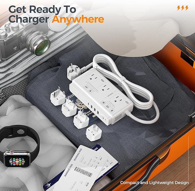 220V to 110V Voltage Converter, TESSAN Universal Travel Adapter with 4 USB Charger (1 USB C), 3 AC Sockets and EU/UK/AU/IT Plug Power Adaptor, Step Down Transformer Outlet Converters for International