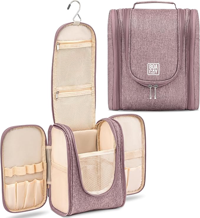 BOACAY Hanging Travel Toiletry Bag for Women and Men, Makeup Bag, Bathroom & Shower Organizer Kit for Accessories, Cosmetics, Travel Essentials