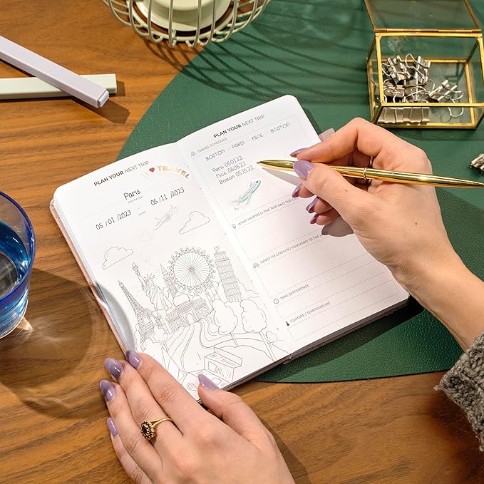 Clever Fox Travel Journal Pocket – Vacation & Road Trip Itinerary Planner Organizer & Traveling Memory Diary – Small Traveler Notebook (Rose Gold)