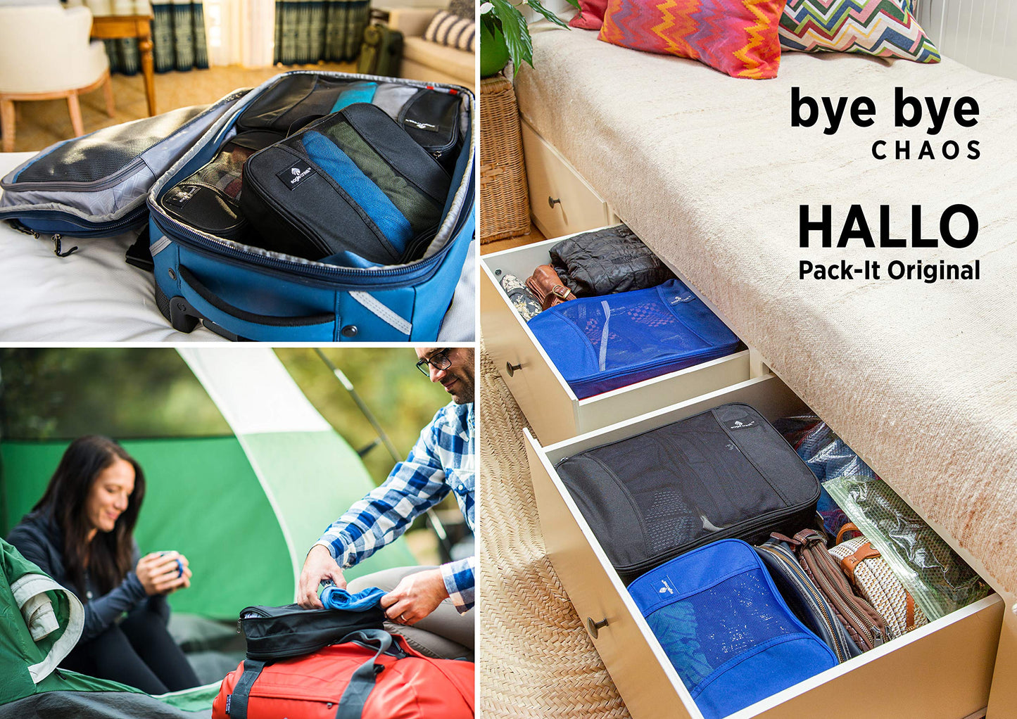 Eagle Creek Pack-It Original Small Packing Cubes for Suitcases - Durable Travel Organizer Bags for Luggage with Rugged Dual Zippers and Top Grab Handle, Black