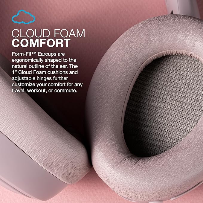 JLab JBuds Lux ANC Wireless Headphones, Mauve, Hybrid Active Noise Cancelling, Customizable Sound, Spatial Audio Compatible, Premium Over-Ear Bluetooth Headset