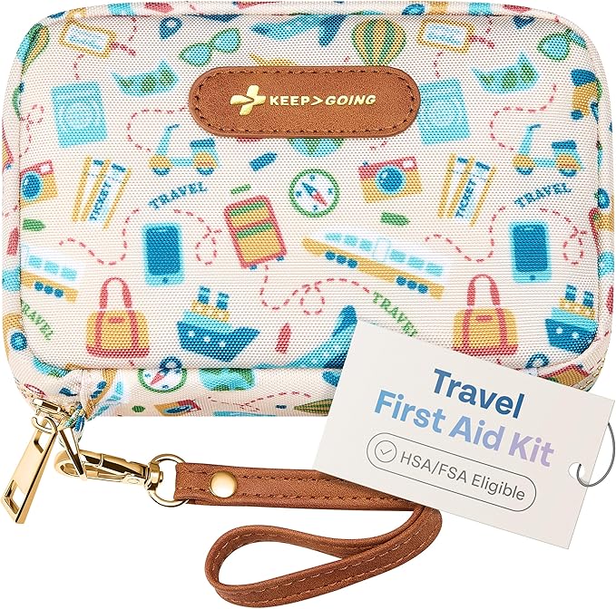 KeepGoing Travel First Aid Kit for Car, Home, Hiking, Camping and Outdoor Emergencies - First Aid Kit Travel Size TSA-Approved