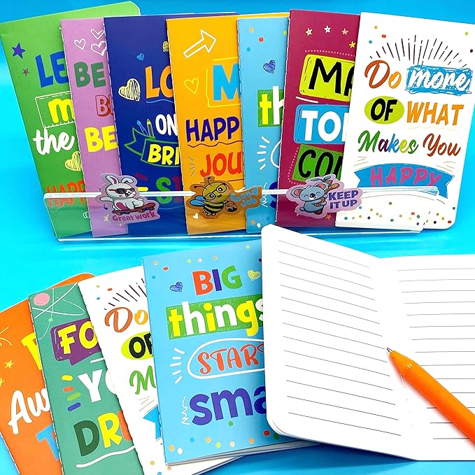 24 Pcs Mini Colorful Notebooks, Funny Motivational Journals Notepads Inspirational Notepads Small Pocket Notebook for Kids Teacher School Office Gift Bulk Prizes Travel Supplies (Colorful)