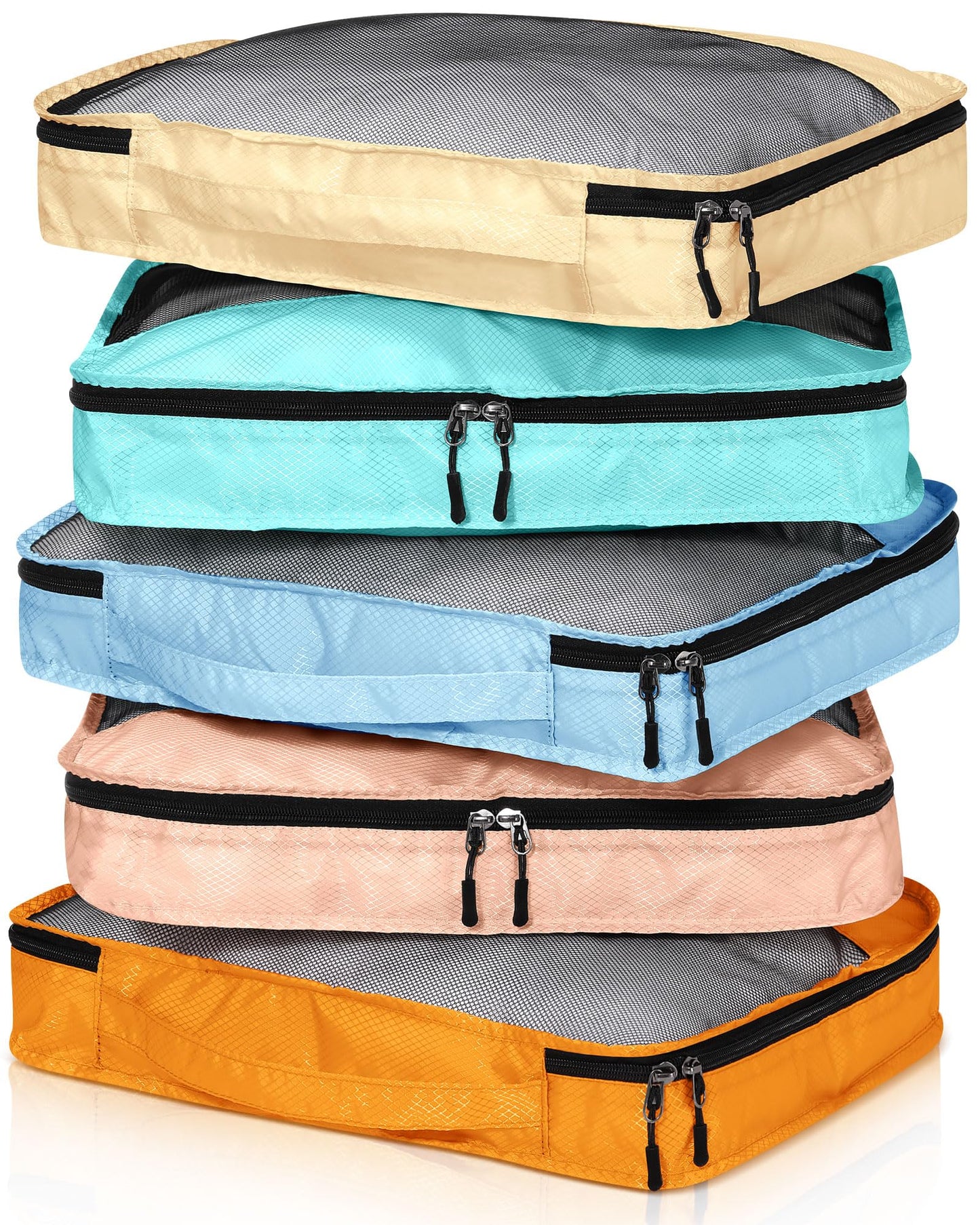 Bulyoou 5 Pcs Packing Cubes for Suitcase Large Travel Cubes Carry on Luggage Organizer Bags for Clothes Accessories (L,Pastel)