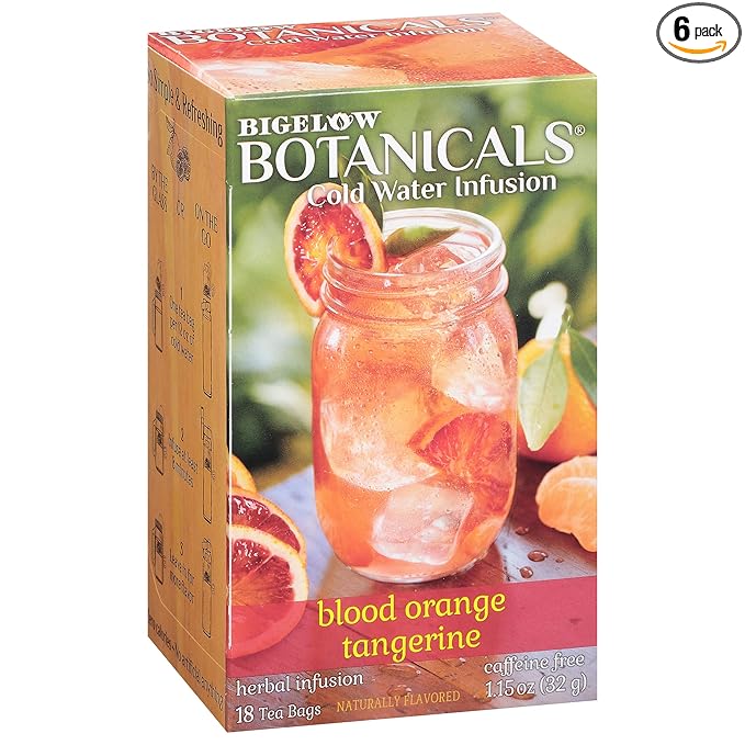 Bigelow Botanicals Blood Orange Tangerine, Caffeine Free Herbal Tea with Blood Orange & Tangerine Flavor, 18 Count (Pack of 6), 108 Total Tea Bags