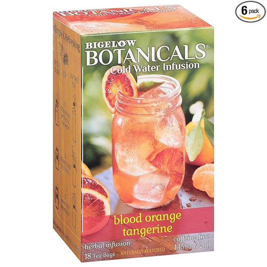 Bigelow Botanicals Blood Orange Tangerine, Caffeine Free Herbal Tea with Blood Orange & Tangerine Flavor, 18 Count (Pack of 6), 108 Total Tea Bags